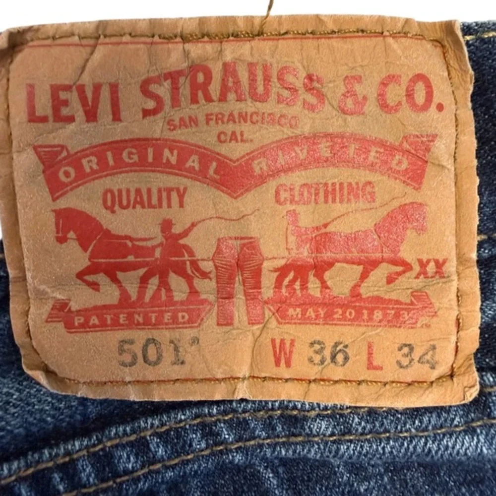 Levi Strauss 501‎ Mens Jeans W36 L34 Button Fly Blue Denim Cotton
